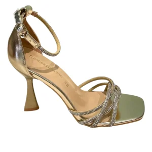 Sandalo con tacco strass platino -G1904T