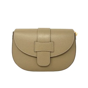 Borsa a mezzaluna in pelle taupe - 112430B