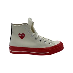 CDG PLAY Converse Alta Bianca Suola Rossa
