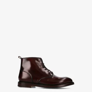 Lace-up cordovan ankle boots