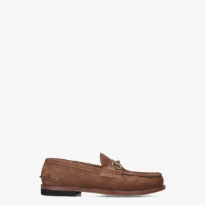 Suede loafers with buckle