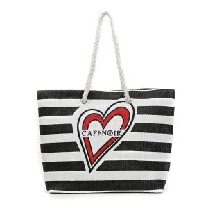 Shopping in tessuto a righe Cafènoir