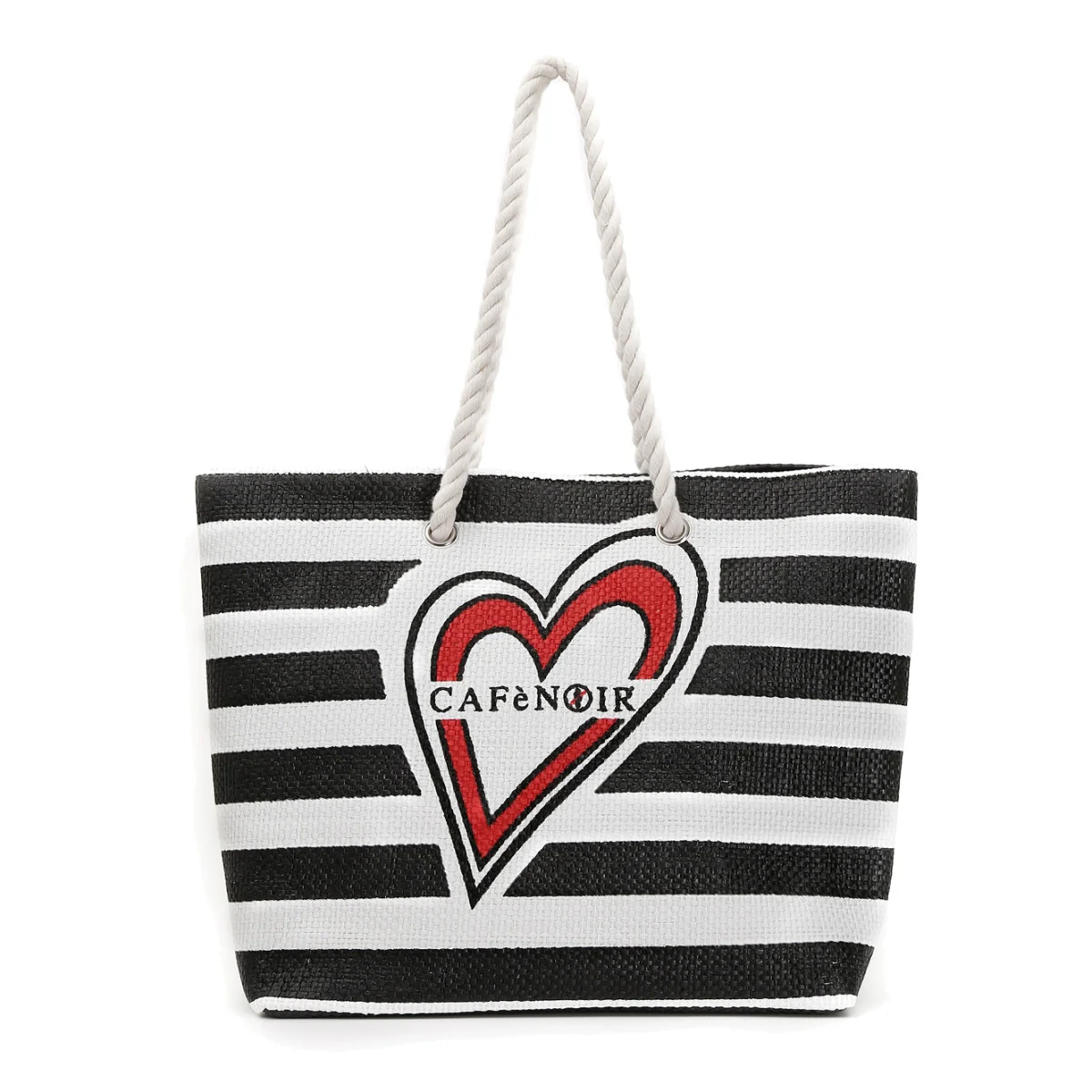 Shopping in tessuto a righe Cafènoir - immagine 2