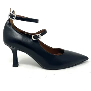 Decolletè liz nero doppio cinturino t7 -6424NE