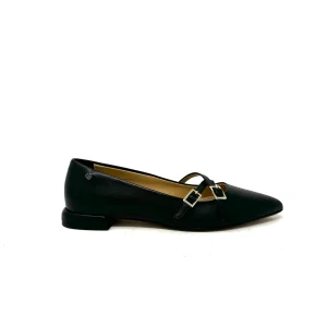 Ballerina a punta cinturino incrociato nero-1221N