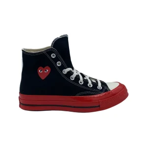 CDG PLAY Converse Alta Nera Suola Rossa
