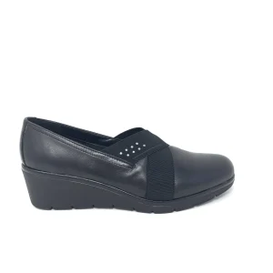 Scarpa su zeppa pelle nero