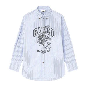 GANNI Stripe Cotton Oversized Shirt
