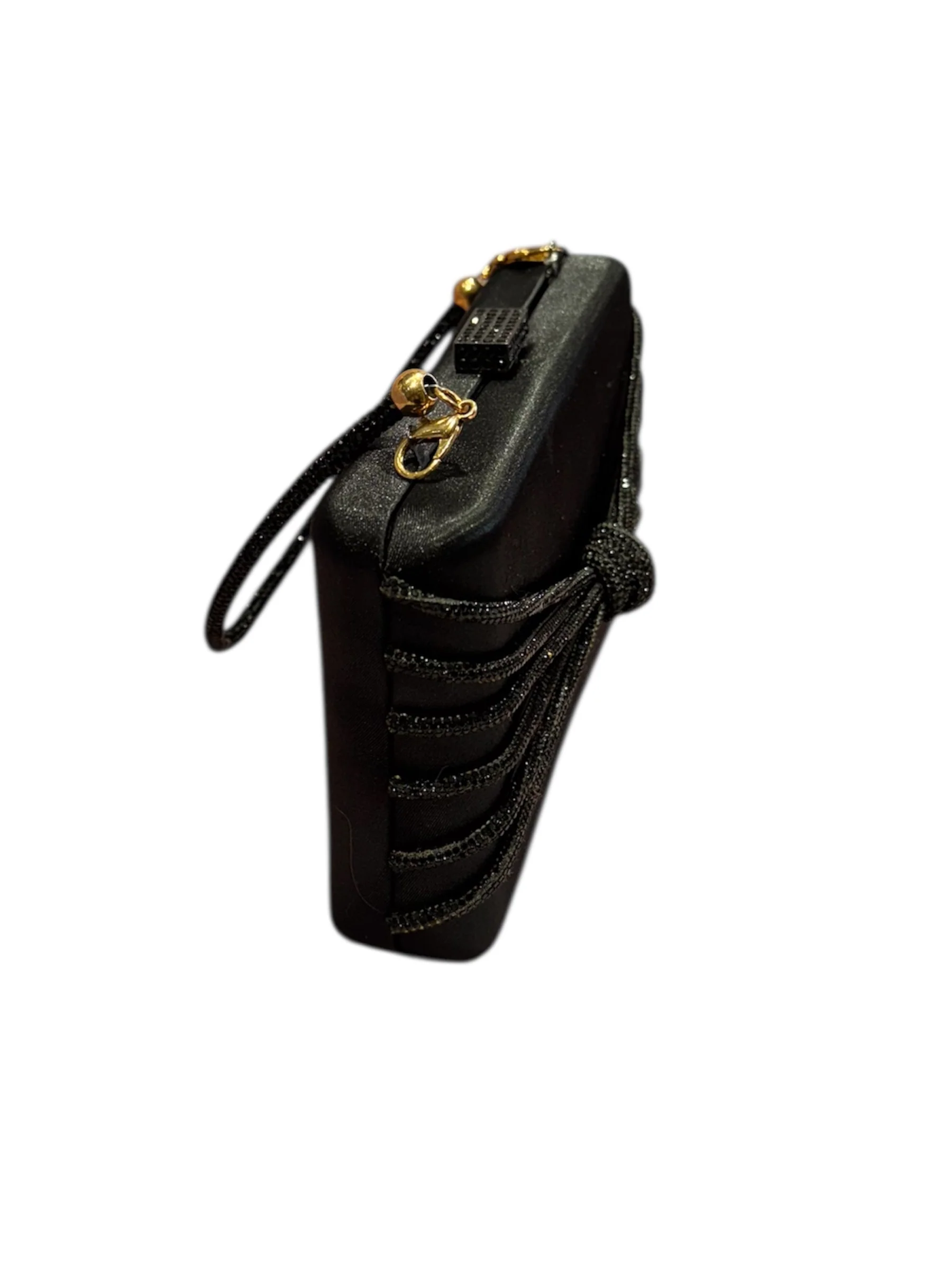 Borsa in raso strass nero -ZY0526 - immagine 3