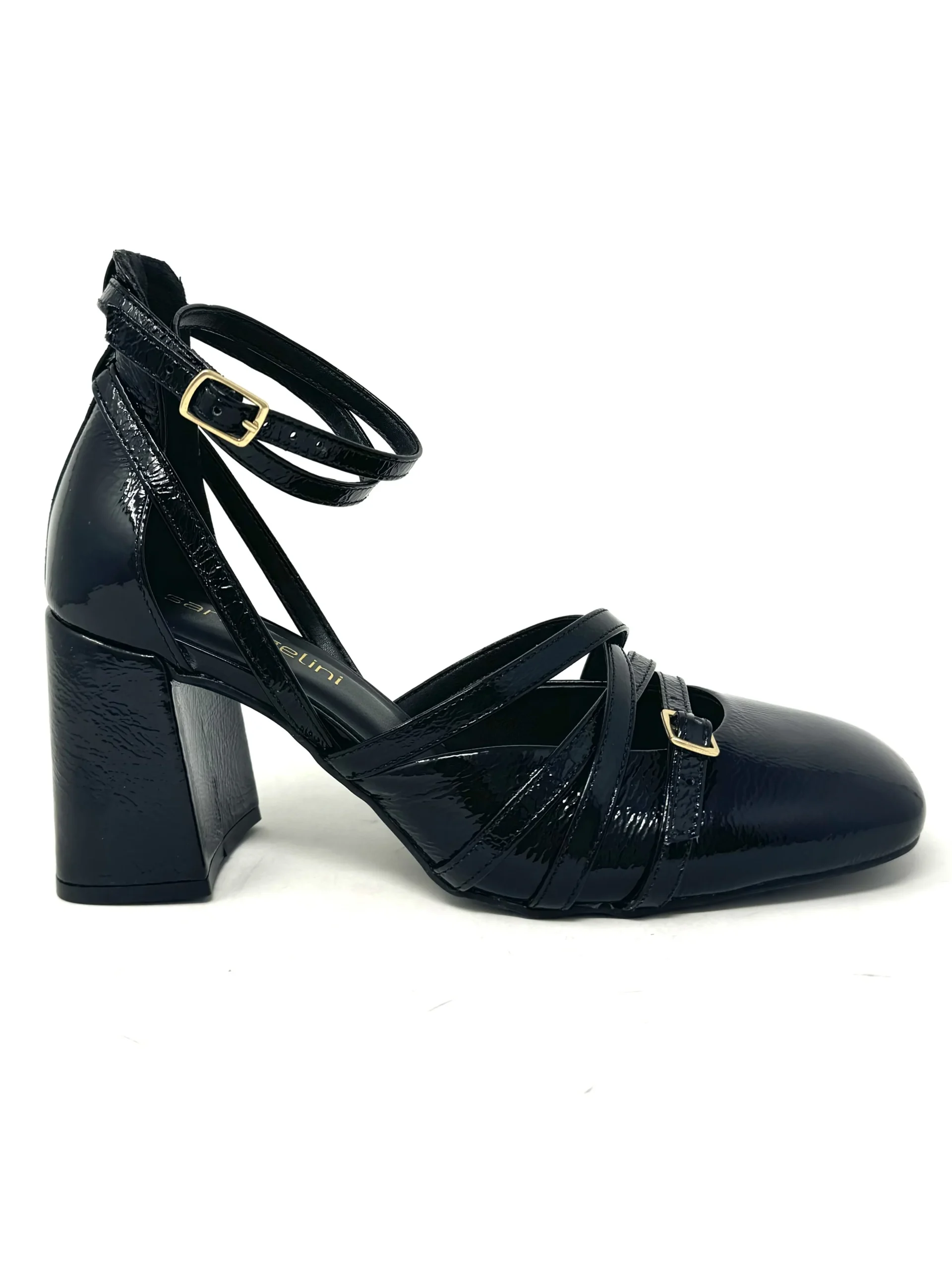 Mary Jane cinturini vernice lucida nero -2387M