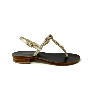 Sandalo infradito gioiello laminato strass ambra -XT3424A