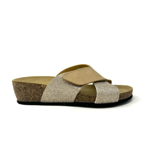 Ciabatta fondo sughero incrociato glitter -VG1299S