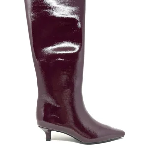 Stivale kitten heels borgogna lucido -GY439