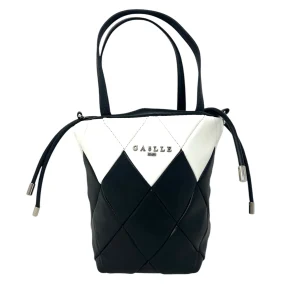 Mini bucket bag matelassè a rombi e logo in metallo- GAACW02147