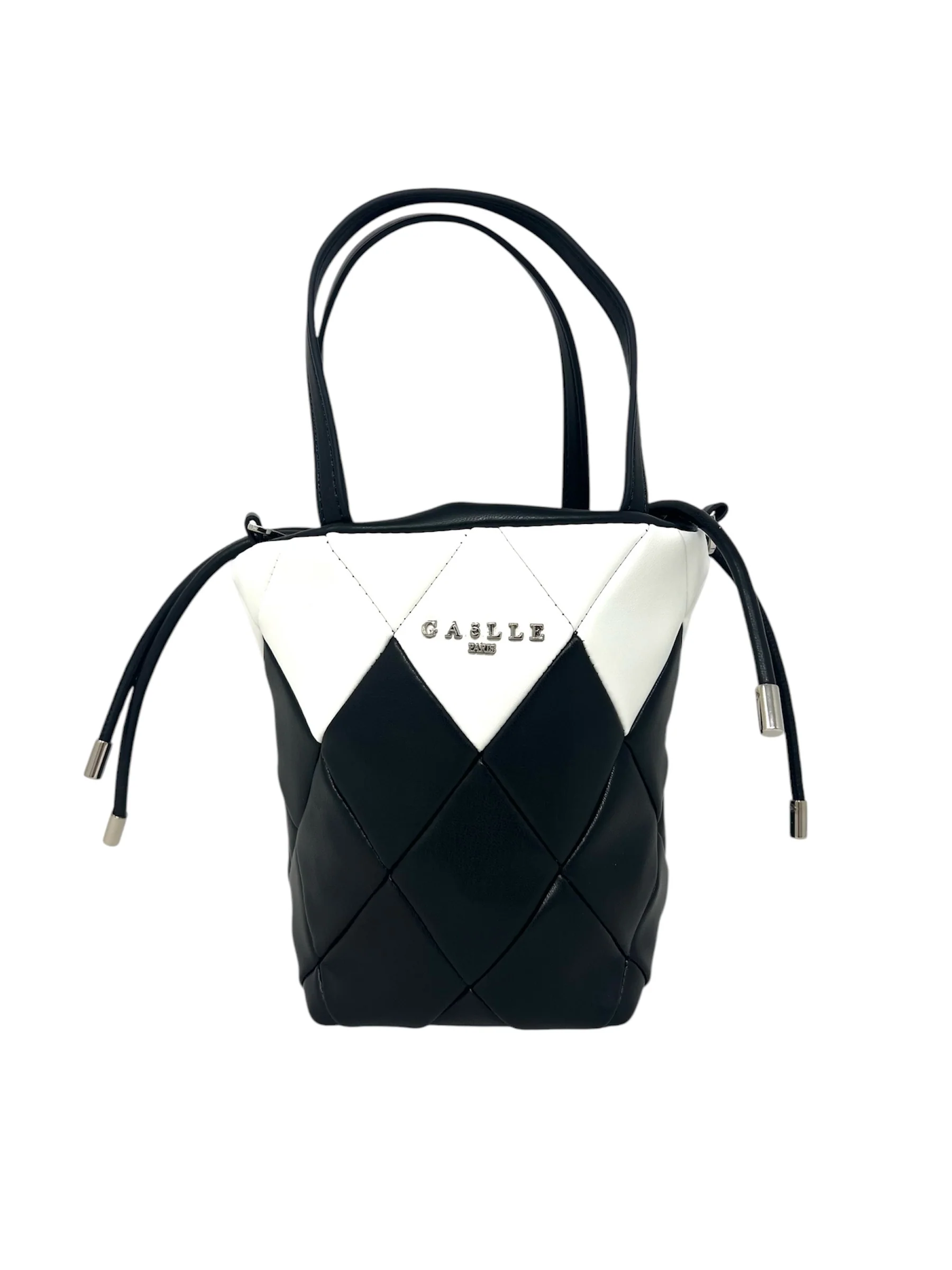 Mini bucket bag matelassè a rombi e logo in metallo- GAACW02147 - immagine 2