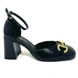 Mary Jane tacco quadrato vernice lucida nero -2387M
