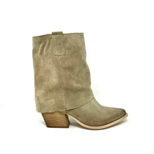 Texano 3/4 con ghetta camoscio beige -LOC250B