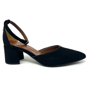 Decolletè nero microfibra tacco quadrato -I206N