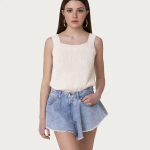 Top in cotone organico beige sostenibile