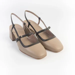 CHEVILLE - Sling Back - OLIMPIA - Beige e Testa di Moro