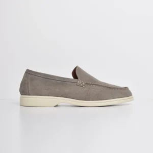 Mocassino liscio in pelle scamosciata