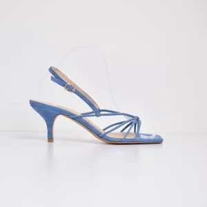 Sandalo con tacco in pelle scamosciata