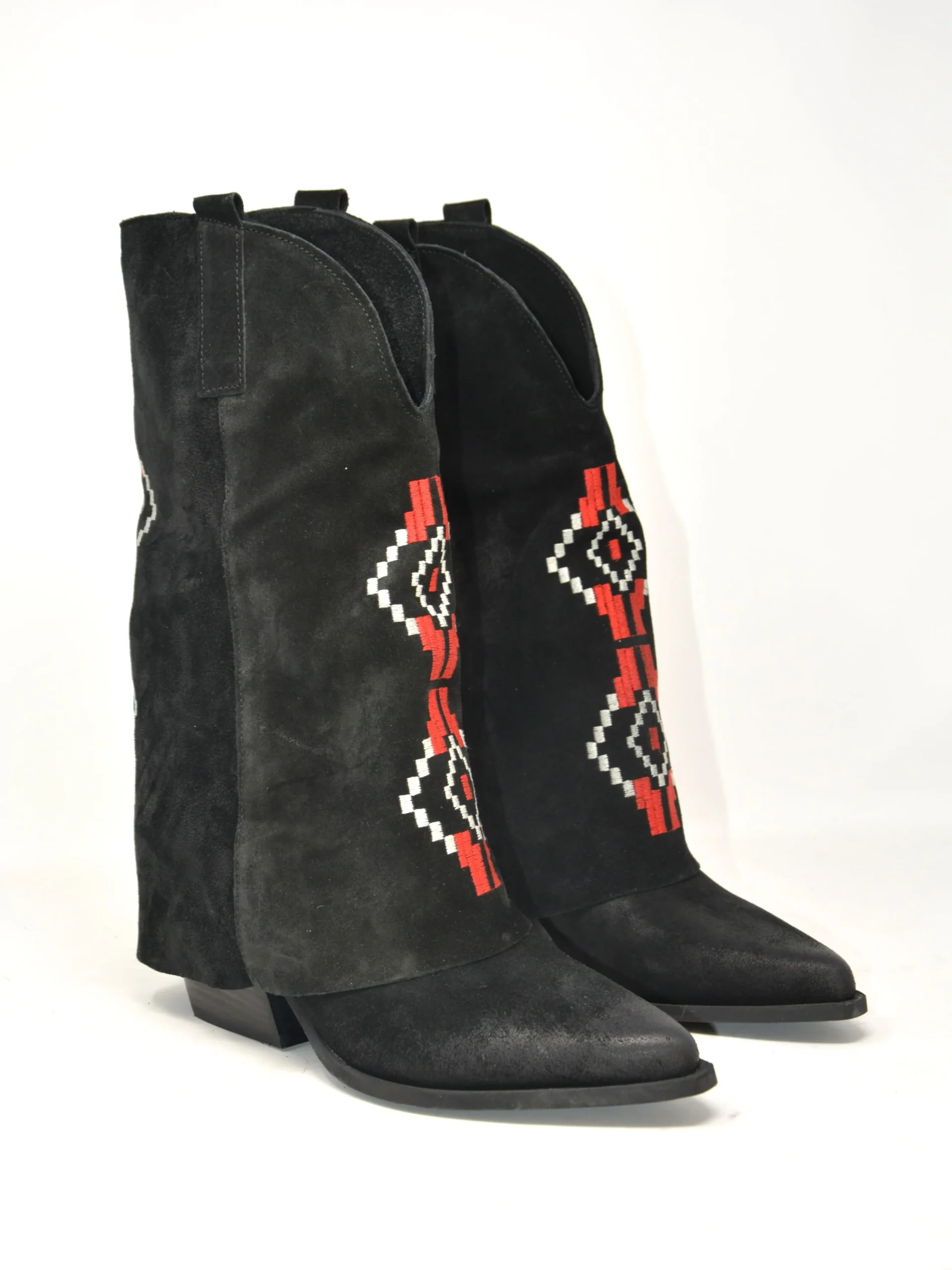 Texani con risvolto e ricamo nero -VMD025 - immagine 4