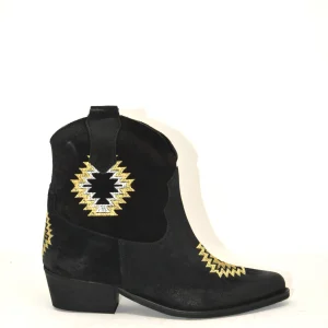 Texano nero ricamato oro - VMD02A