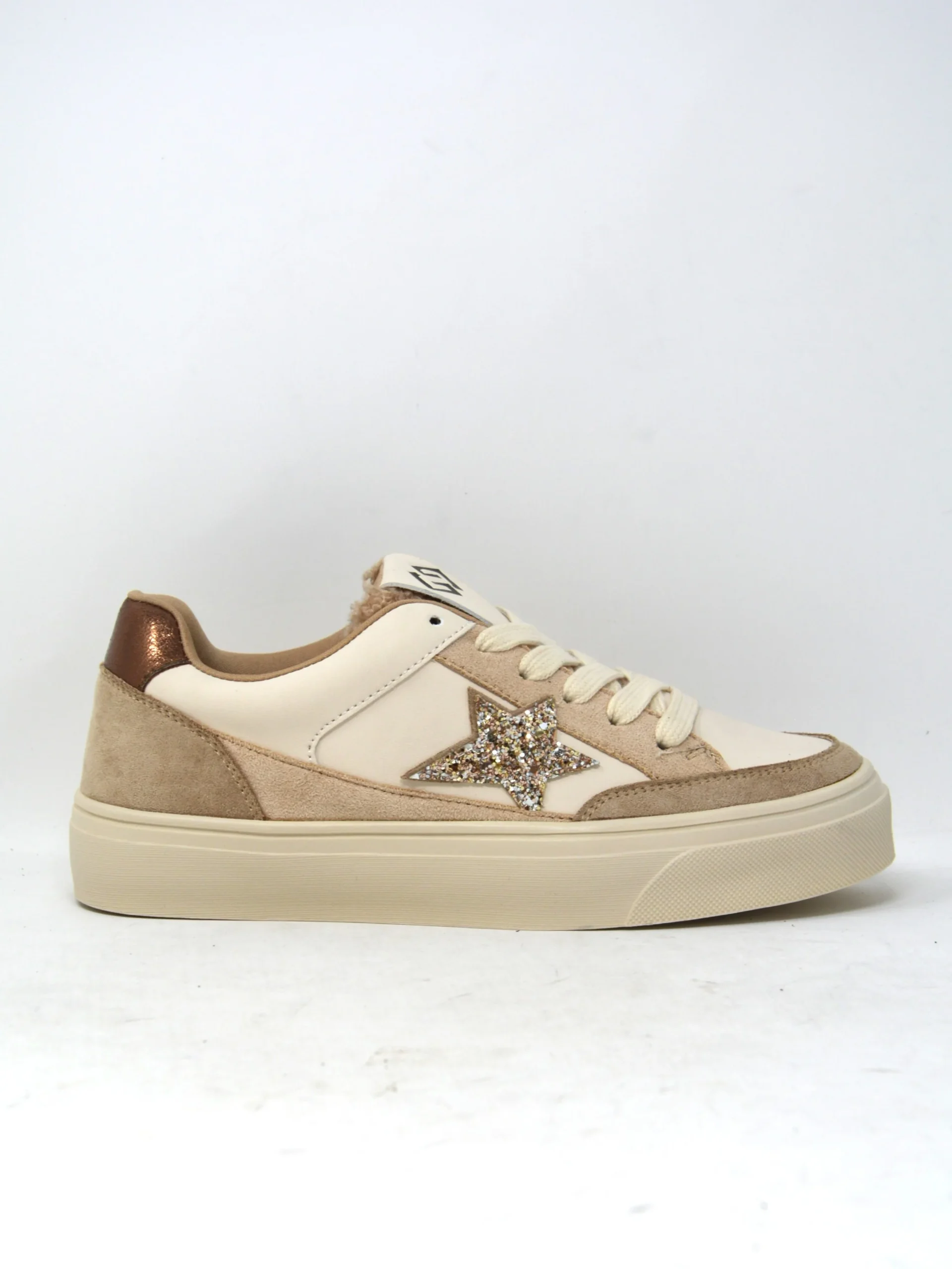 Sneaker beige bassa con stella -GB1008 - immagine 2