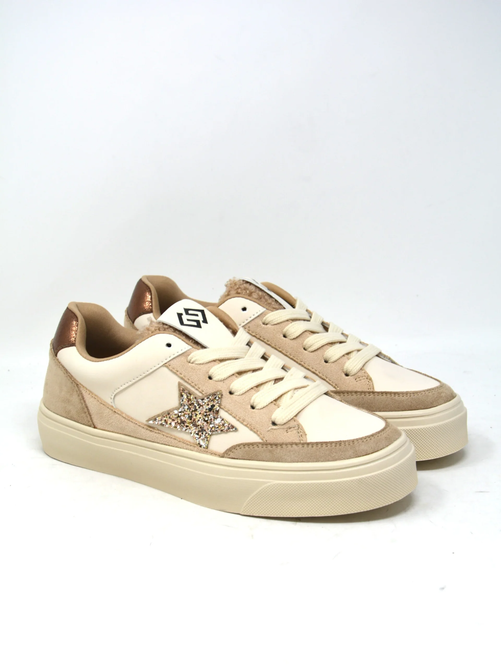 Sneaker beige bassa con stella -GB1008 - immagine 4