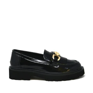 Mocassino nero lucido accessorio oro - 44521B