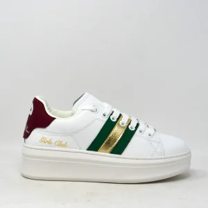 Sneaker in pelle inserti green -W01470