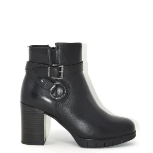 Tronchetto pelle nero con cinturino - 17240