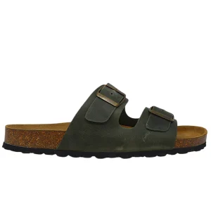 Ciabatta uomo doppia fibbia verde - PENT1UK