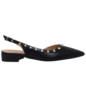 Decolletè nero basso slingback con borchie -2107NER