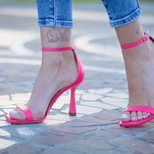 Sandalo con tacco chiuso dietro fucsia -2086C2