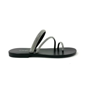 Sandalo basso infrapollice strass nero -PM7423N