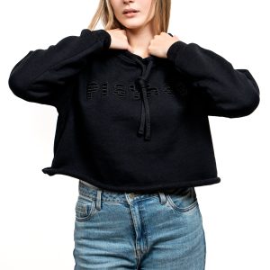 Felpa Donna crop con cappuccio Nera