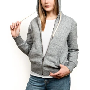 Felpa Donna con cappuccio e zip Grigia