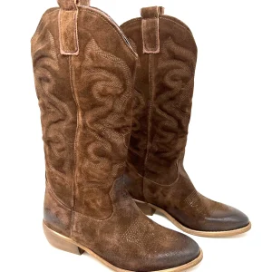 Texano 3/4 gambale ricamato cacao - MECNATM