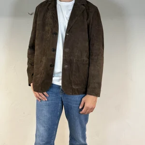 Giacca in pelle scamosciata marrone