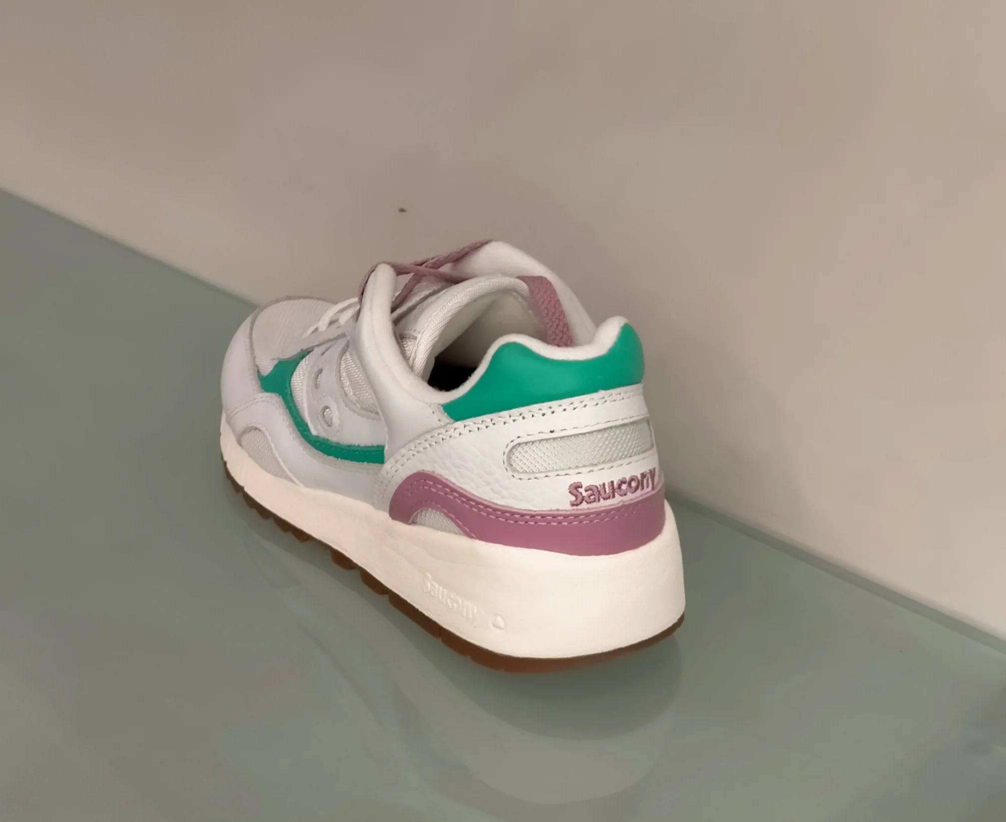 Sneakers SAUCONY in tessuto bianco con riporti in pelle bianca/verde/rosa - immagine 4