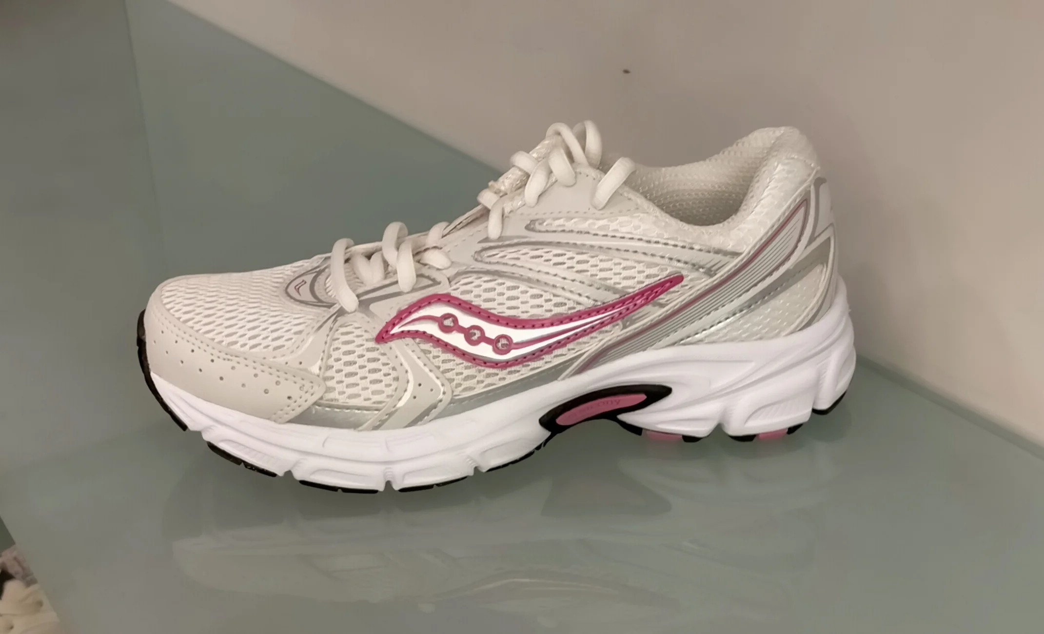 Sneakers SAUCONY rete bianca con riporti argento/rosa - immagine 3