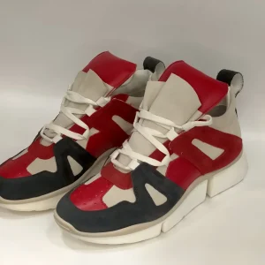 Sneakers LONIGRO in camoscio bianco/rosso/grigio