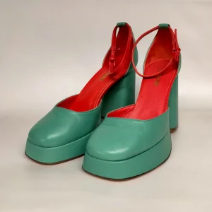 Sandali LONIGRO con plateau in pelle verde