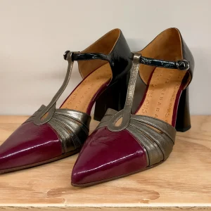 Dècolletè CHIE MIHARA LOMERA in vernice bordeaux, bronzo e nera