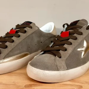 Sneakers ISHIKAWA 2760 in camoscio tortora stella oro
