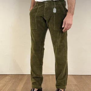 Pantalone fatigue corduroy velluto army green