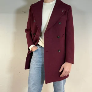 Berry & Brian cappotto doppio petto borgogna