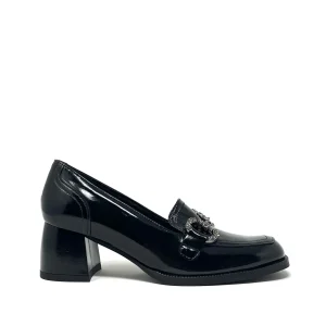 Mocassino con tacco largo acc. morsetto nappa - V5429